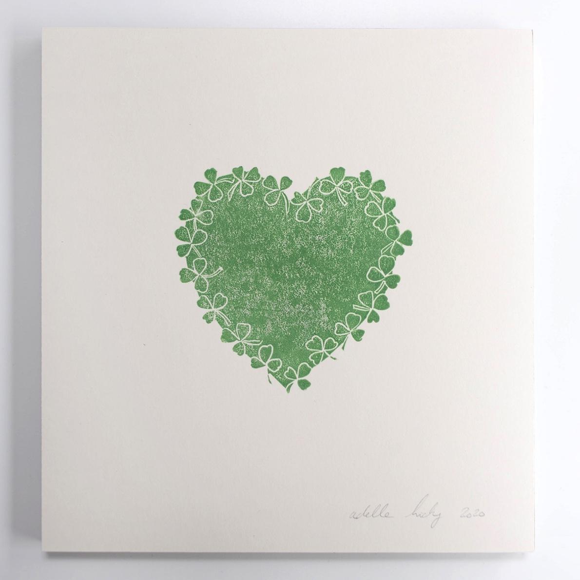 Shamrock Heart Green Print